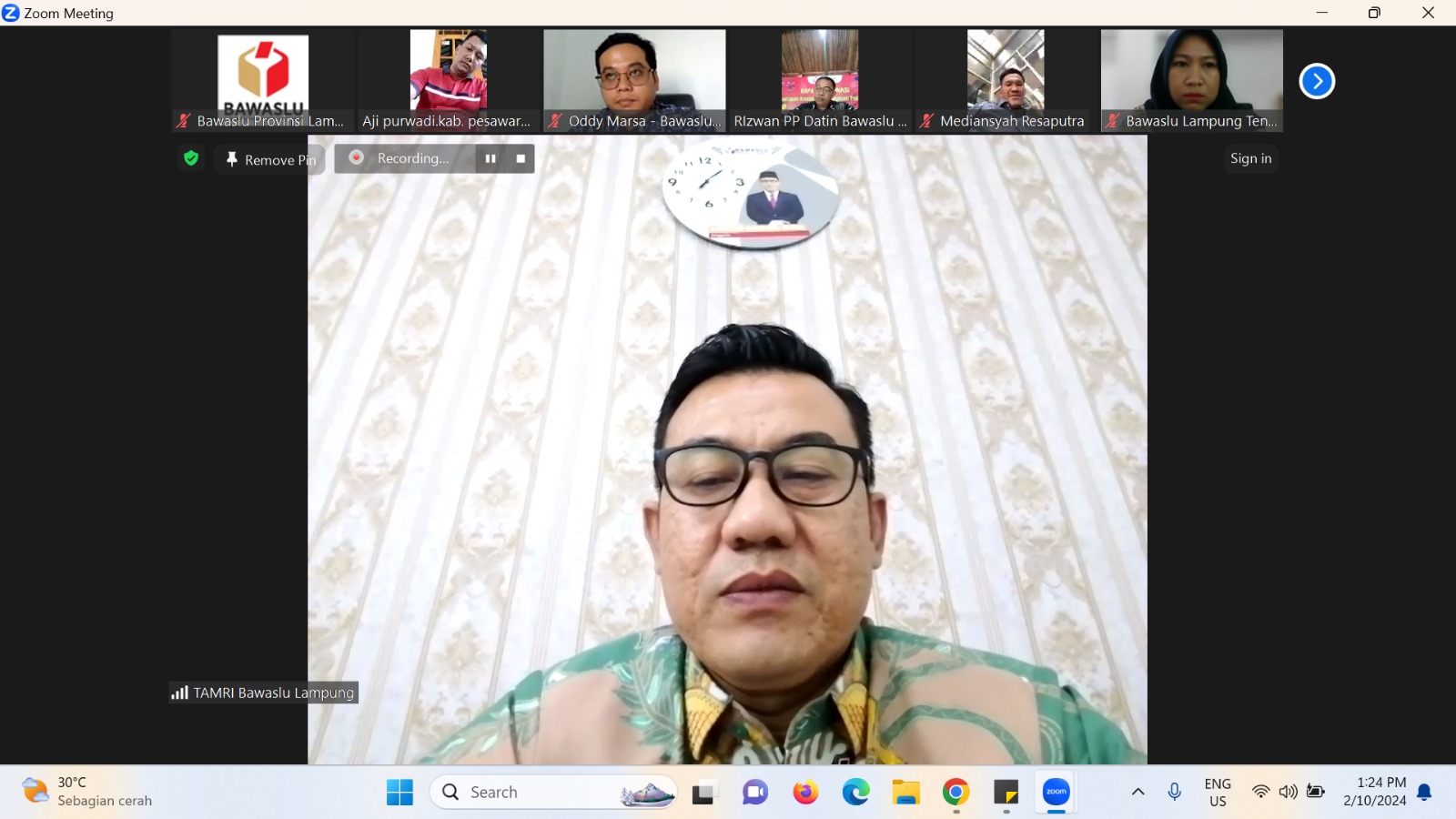 Persiapan Potensi Pelanggaran Pada Masa Tenang Dan Pemungutan Pemilu Tahun 2024, Bawaslu Lampung menggelar Rapat Koordinasi