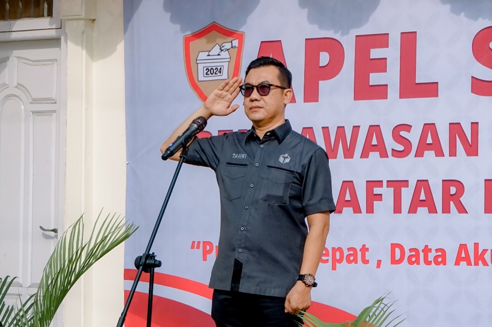 [[Konferensi Pers]] Gelar Apel, Bawaslu Lampung Siap Kawal Proses Penyusunan Daftar Pemilih untuk Pemilihan 2024