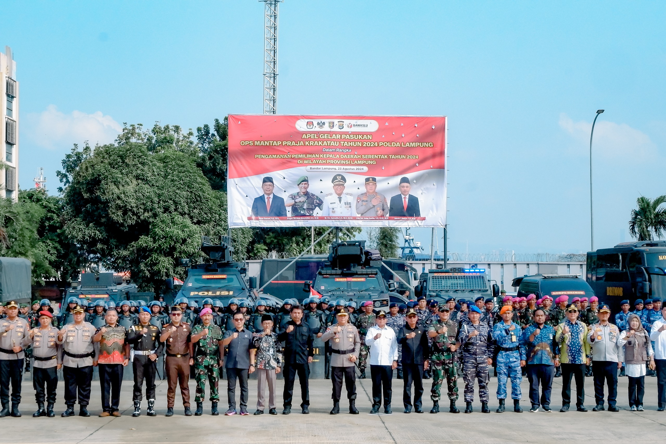 Bawaslu Lampung Hadiri Apel Gelar Pasukan Operasi Mantap Praja Krakatau 2024